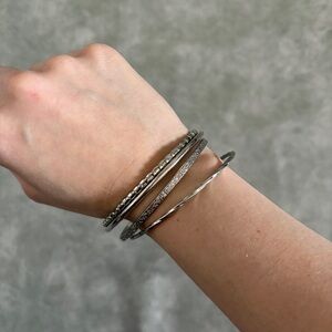 y2k silver bangle bracelet set
